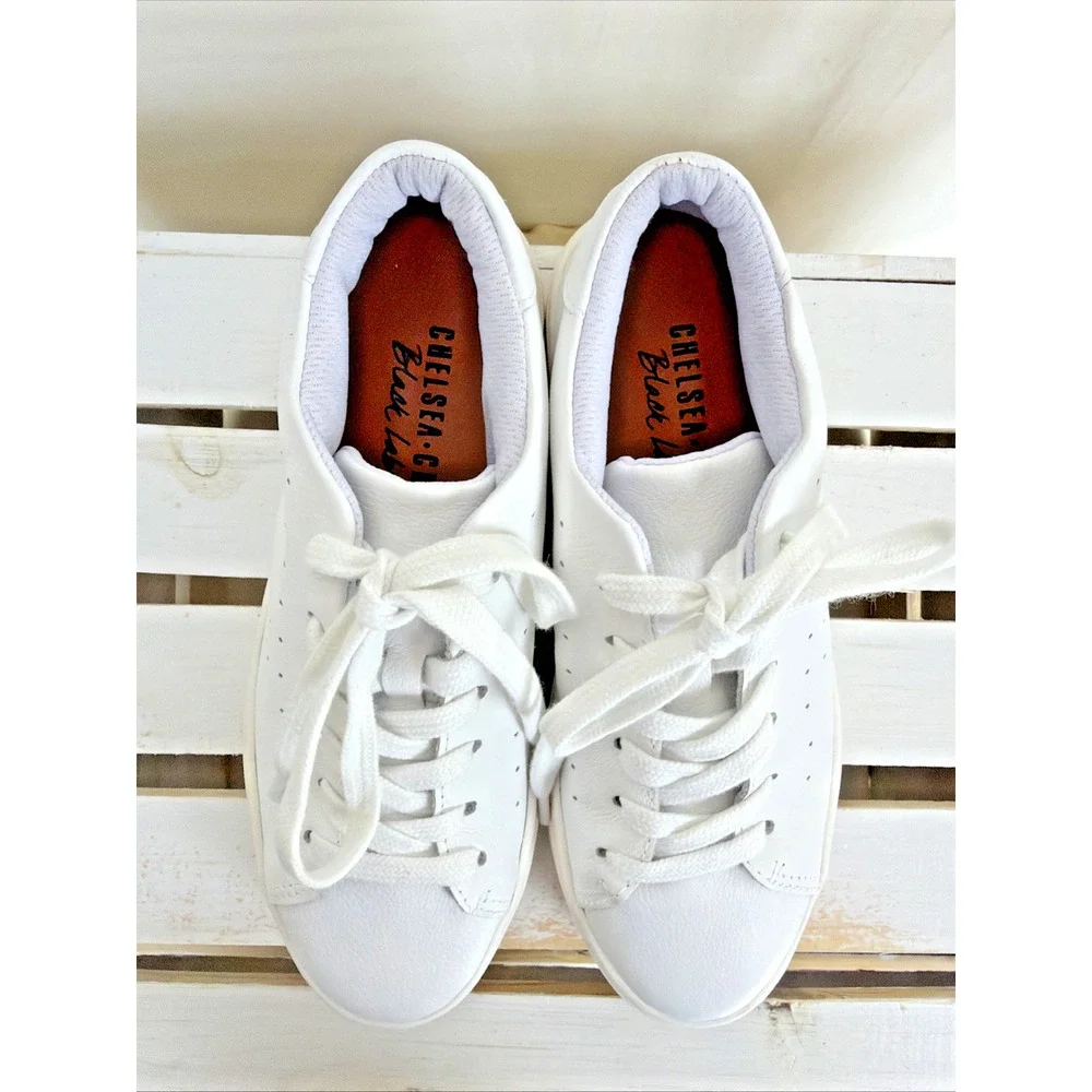 NWT Chelsea Crew White Lace Up Platform Leather Sneaker #1054 Size EU 36